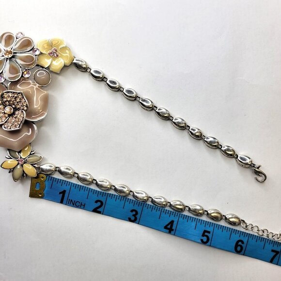 Floral Enamel Statement Necklace and Earrings Set - Picture 10 of 15